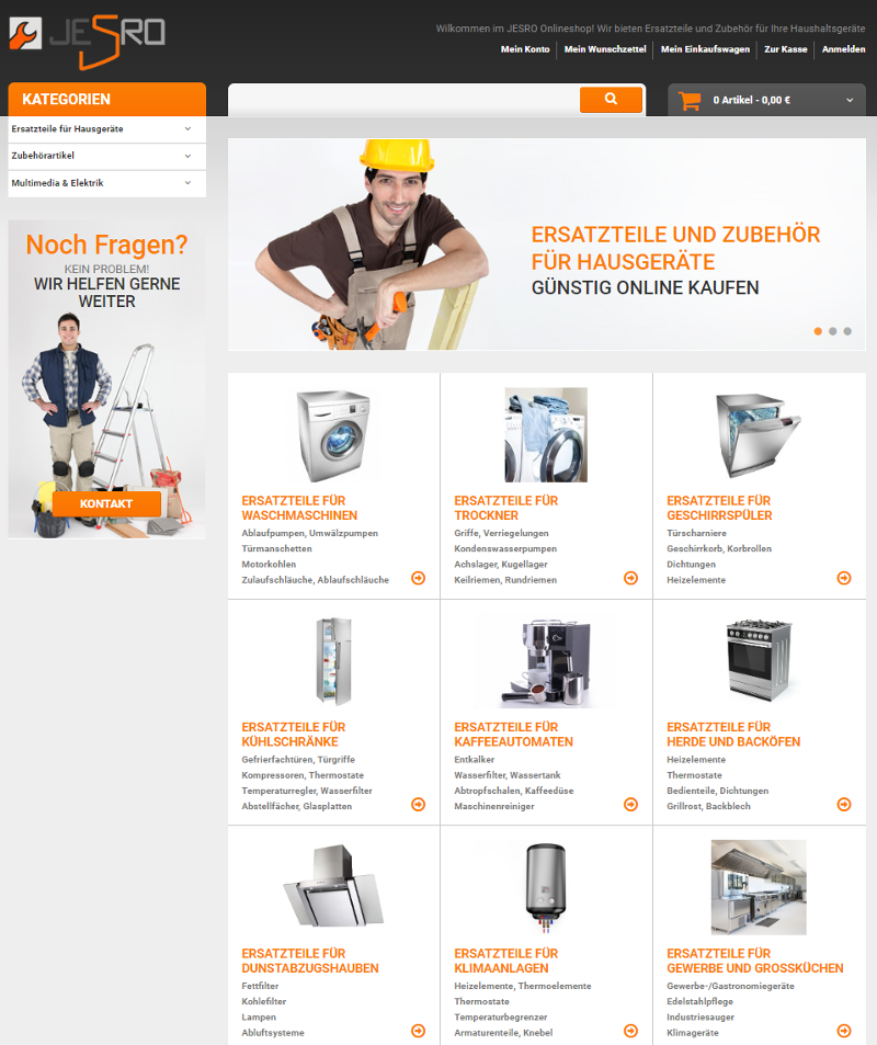 Codesonic Portfolio JesRo Ersatzteile Webshop